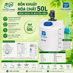 Bồn Khuấy Hóa Chất 50L Bằng Nhựa PE