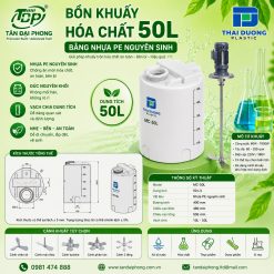 Bồn Khuấy Hóa Chất 50L Bằng Nhựa PE
