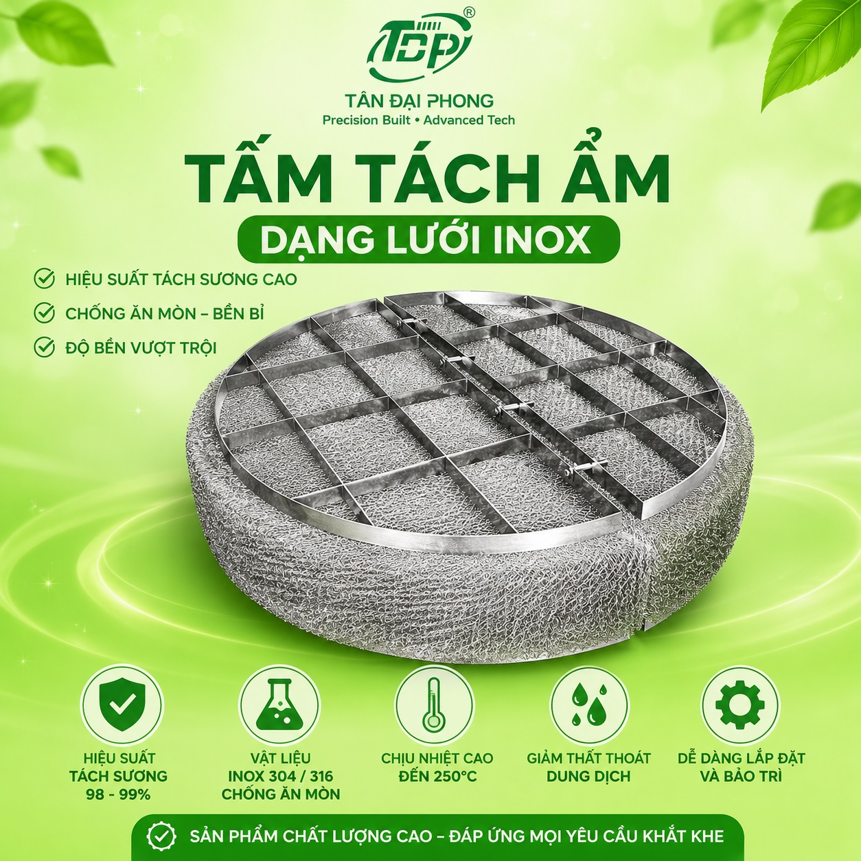 Tấm Tách Ẩm Dạng Lưới Inox Và Tấm Tách Ẩm Dạng Lưới Nhựa