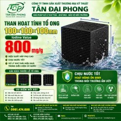 Than Hoạt Tính Tổ Ong 100×100×100mm Iodine 800mg/g