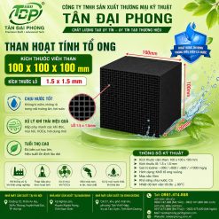 Than Hoạt Tính Tổ Ong 100×100×100mm Lỗ 1.5×1.5mm
