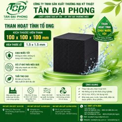 Than Hoạt Tính Tổ Ong 100×100×100mm Lỗ 1.5×1.5mm