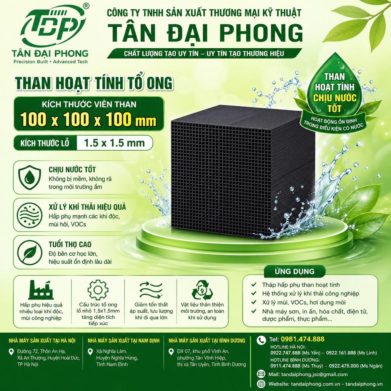than-hoat-tinh-to-ong-kich-thuoc-100x100x100mm-lo-1.5x1.5mm Than Hoạt Tính Tổ Ong 100×100×100mm Lỗ 1.5×1.5mm