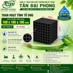 Than Hoạt Tính Tổ Ong 100×100×100mm Lỗ 8×8mm